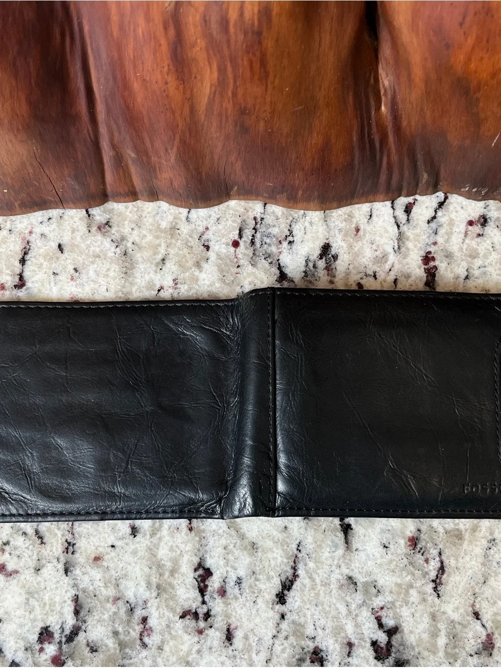 Fossil Men's Black Leather Money Clip Wallet